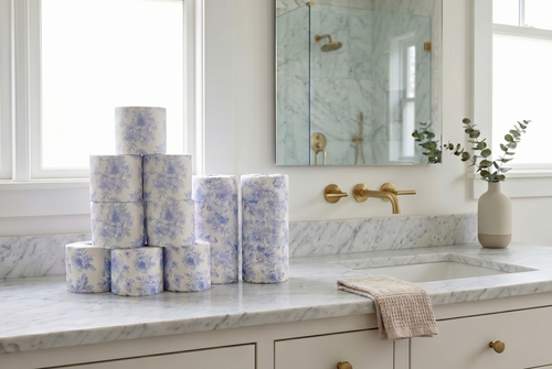 Luxury home staging bathroom essentials featuring Stay Papier.