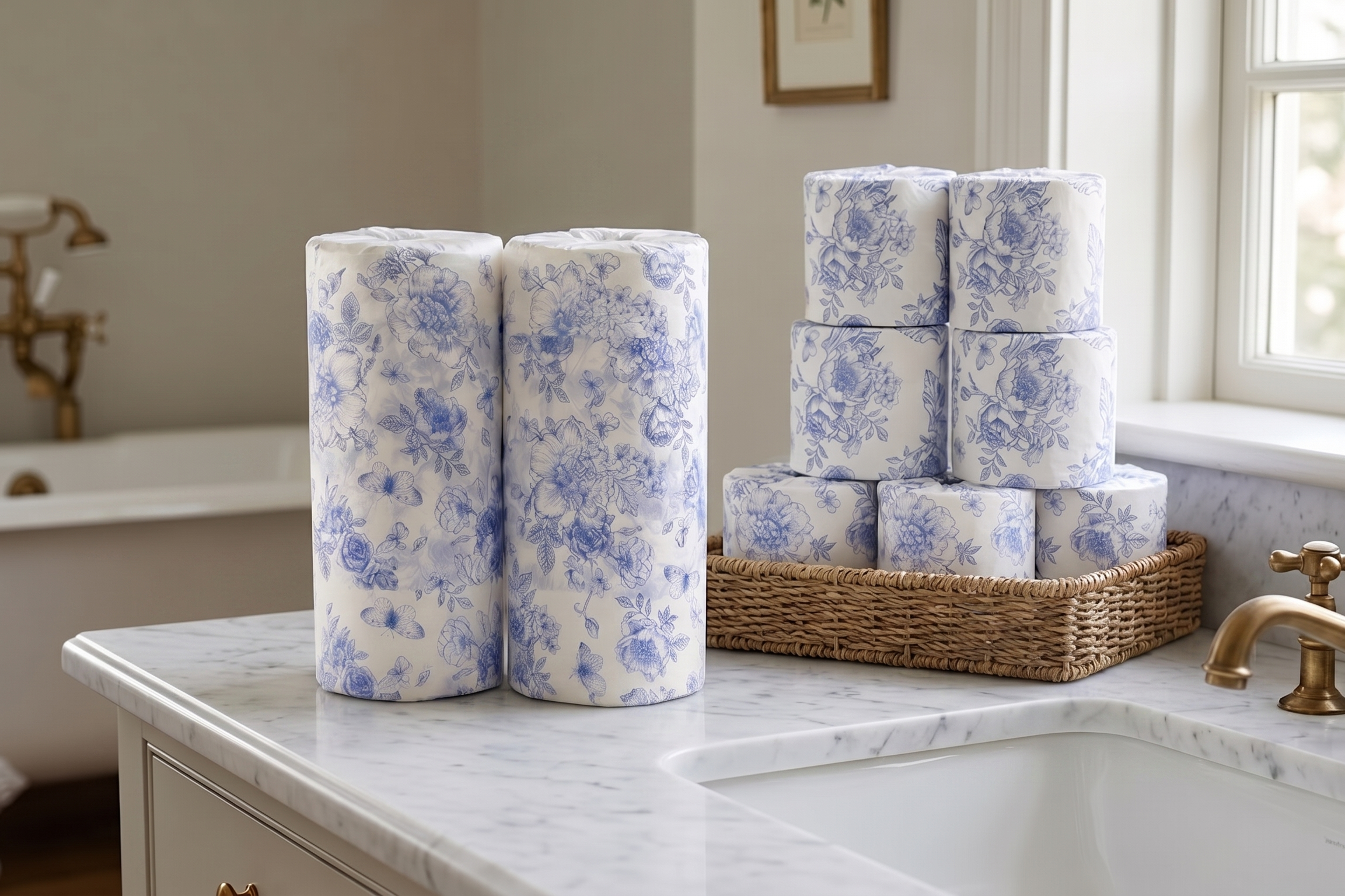 Floral Toile Signature Kit | 2 Rolls Paper Towel + 8 Rolls Bath Tissue